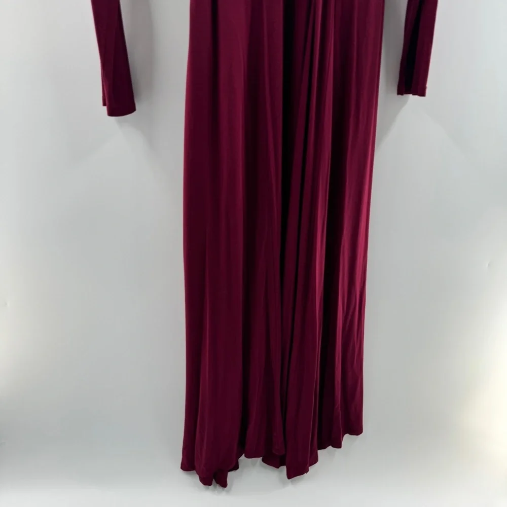 Gap Maroon Long Sleeve Wrap Dress with Side Tie – Size Medium - Picture 6 of 6